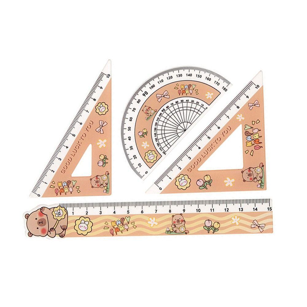 4pcs/set Office Supplies Soft Ruler Set Drawing Tools Straight Ruler Capybara Set of Rulers