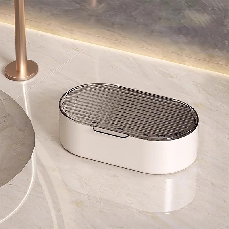 

Двухъярусная мыльница для дома, ванной комнаты, без сверления, полая, с дренажом, с крышкой, держатель для мыльницы серый