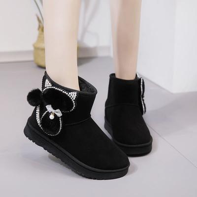 Large Size Warm Platform Woman Shoes Pearl Fleece-lined Round Toe Snow Boots for Women Fashion Trend 2025 Footwear On Promotion