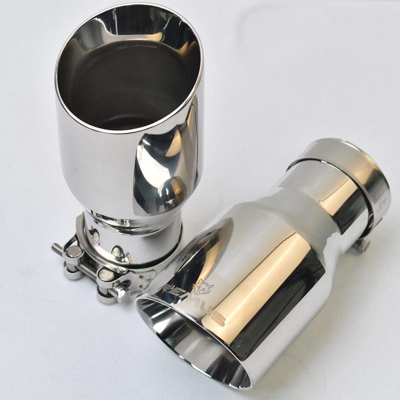 RE 1PCS Exhaust Tip 2.5 Inch Inlet 4 Inch Outlet 7.5" Long 304 Stainless Steel Slant Mouth Double-layer Exhaust Tailpipe Tip Do