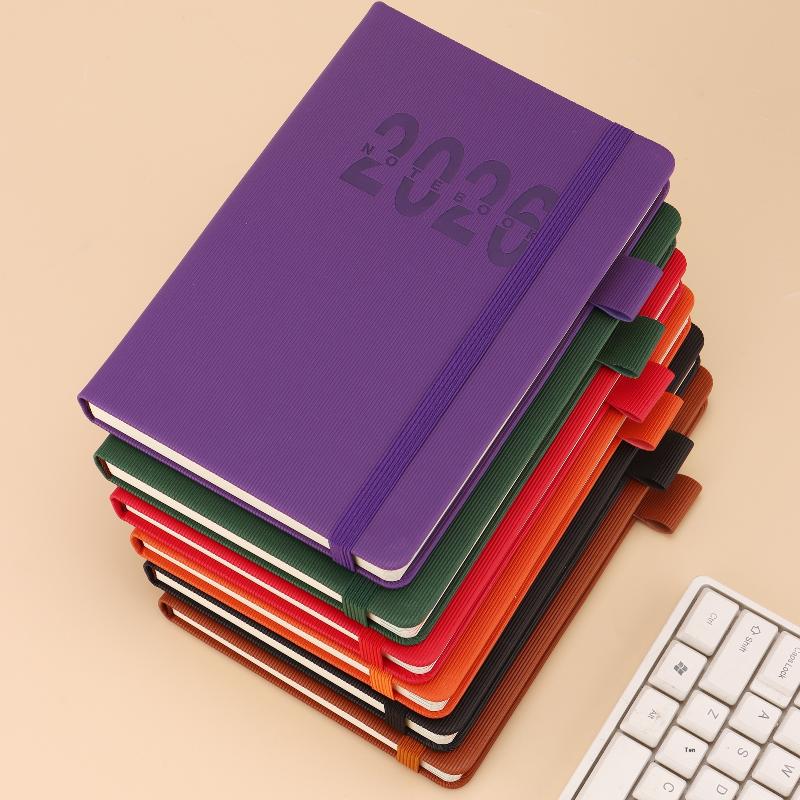 2026 Tages-Monatsplaner Mit Farbigen Monatsmarkierungen Hardcover Leder Tagesplaner 400 Seiten Datiert Für Tägliche Planung