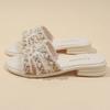 Summer New Pearl Slippers Women's Outerwear Flat Bottom One-word Drag Versatile Beach Sandals with Skirt
