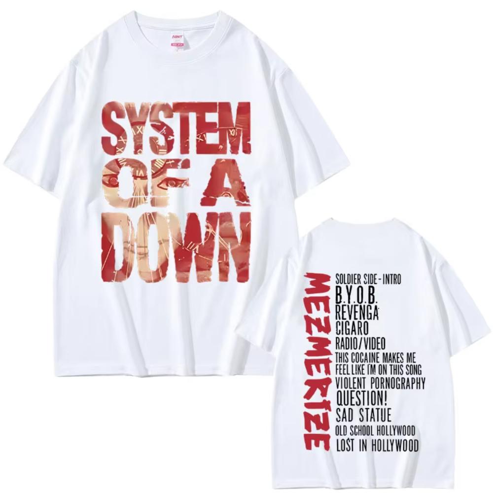 System of A Down Mezmerize Album Graphic T-shirts Men's Women Rock Vintage T Shirts Men's Cotton Oversized Short Sleeve T-shirts