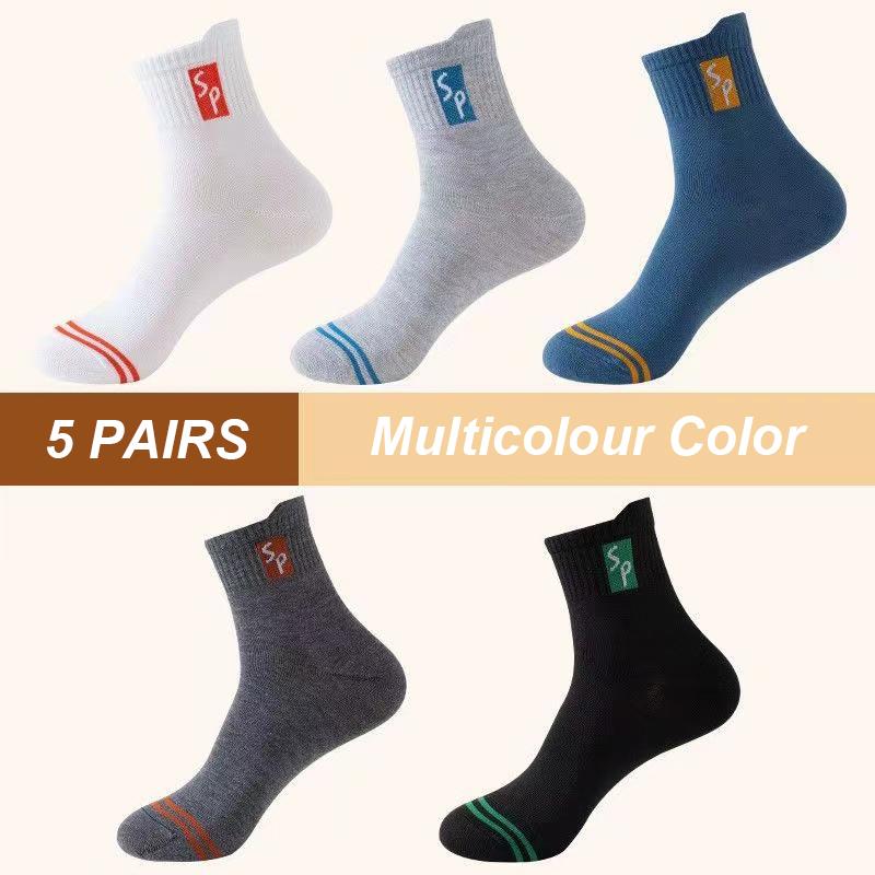 

5 пар новых мужских носков, модные спортивные, высокого качества, дышащие, для мужчин, размер EU38-45 EUR38-45