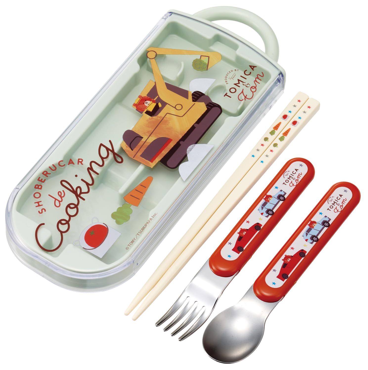 

Skater Cutlery Set for Lunch and Made in Sliding Cutlery with Name Trio Tomica and Tom Kids, Box, Chopsticks, Spoon, Fork, Japan, Stickers,