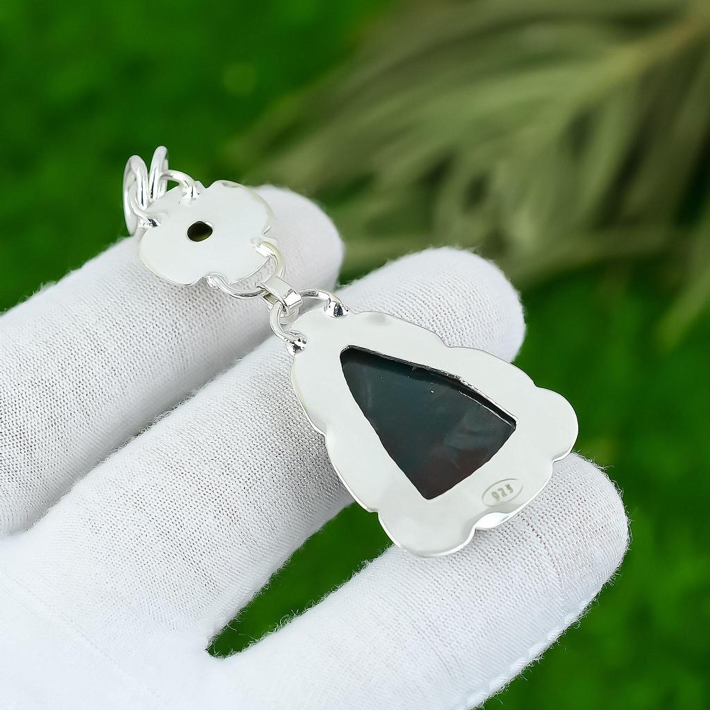 Wedding Gift For Her 925 Sterling Silver Natural Bloodstone Gemstone Pendant