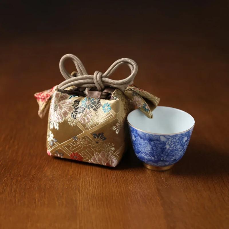 Pogrubiony worek do przechowywania Tkanina Outdoor Podróżny Przenośny Organizer na Kubek Narzędzie Produkt Ceramiczny Zen Woreczki do Kolekcjonowania ze Sznurkiem