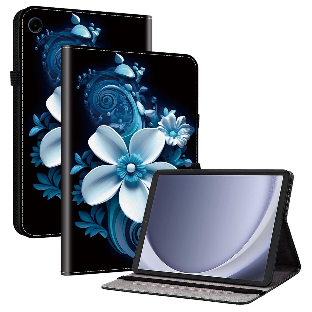 Für Samsung Galaxy Tab A9 Lederhülle Muster bedruckt Ständer Tablet-Hülle mit Kartenfächern