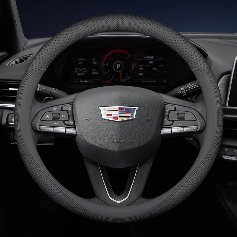For Cadillac XT4 XT5 XT6 CT4 CT5 CT6 Lyriq Escalade Optiq Vistiq Leather Steering Wheel Cover Ultra-thin Anti-slip Accessories