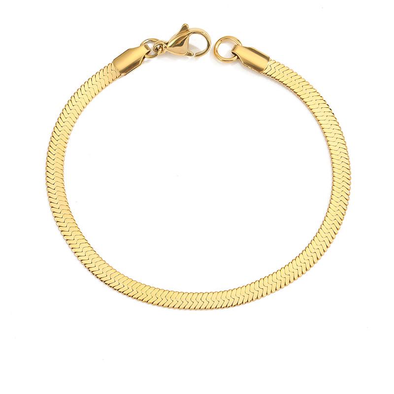 eManco Women's Stainless Steel Snake Chain Bracelet - Thin, Versatile, Flat Style, Perfect for Couples