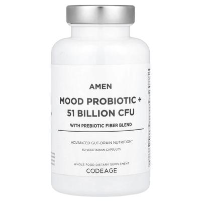 Codeage, Mood Probiotic+, enthält eine präbiotische Ballaststoffmischung, 60 vegetarische Kapseln