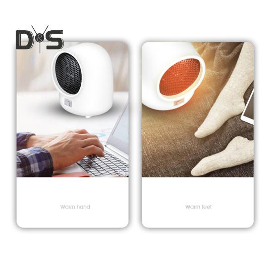 Hjem Small Space Heater Rask Oppvarming Temperatur Justerbar Stilledrift Kaldt vær Varmemaskin Romvarmer