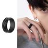 Starry Fleld 8MM  Stainless Steel Black Ring Personalized Simple Groove Design Ring for Men Women Engagement Accessories