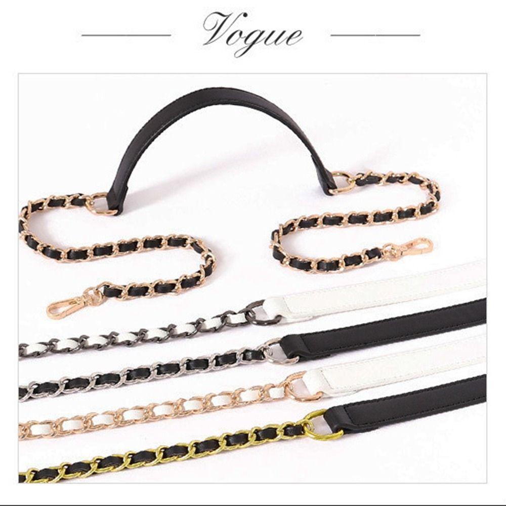 Straps Replacement PU Leather Shoulder Bag Strap Bag Chain Metal Braided Chain Bag Accessories