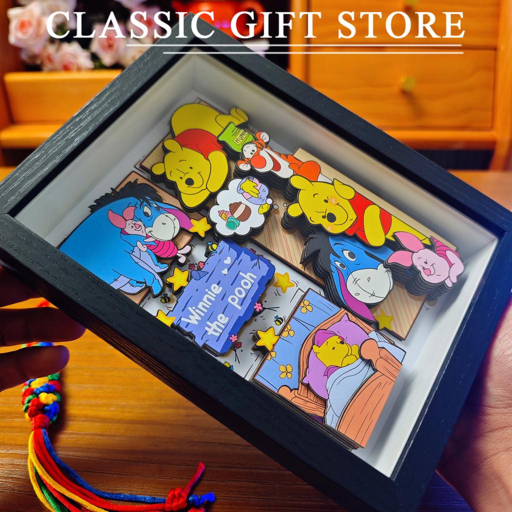 Pooh Bear Handmade Stercopic Tigger Eeyore Piglet Cute Decorative Desktop Ornament Model Collection Birthday Gifts