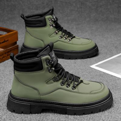 Martin Boots Men's New Autumn High-top Locomotive Boots British Wind Waterproof and Non-slip Soft Leather Men's Shoes