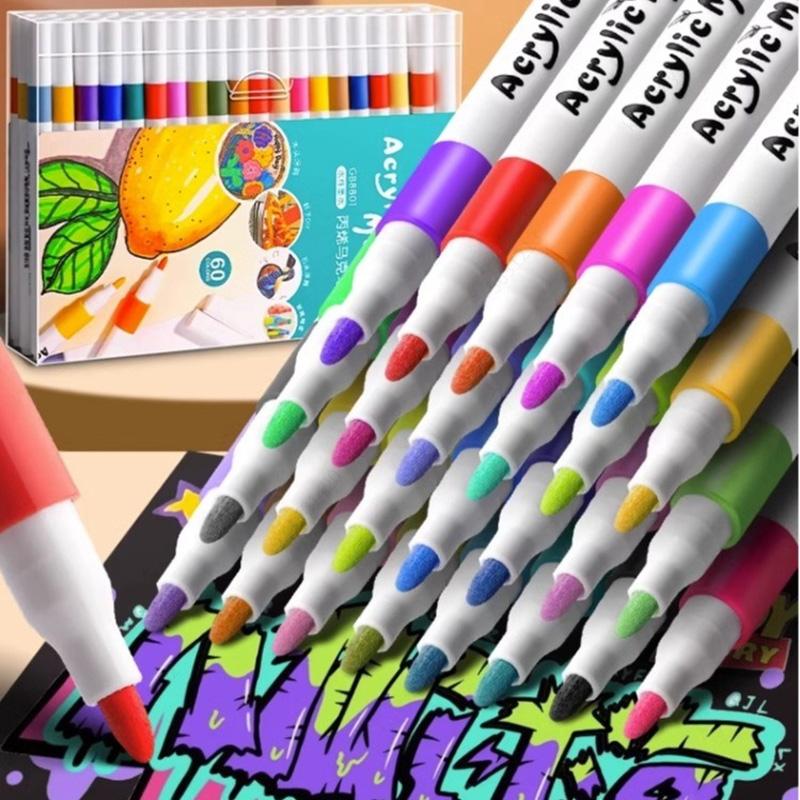 80 Colores Set Acrylic Paint Art Marker Pen Rock Painting for Kids Graffiti Stone Ceramic Glass Wood DIY Crafts Art Supplies