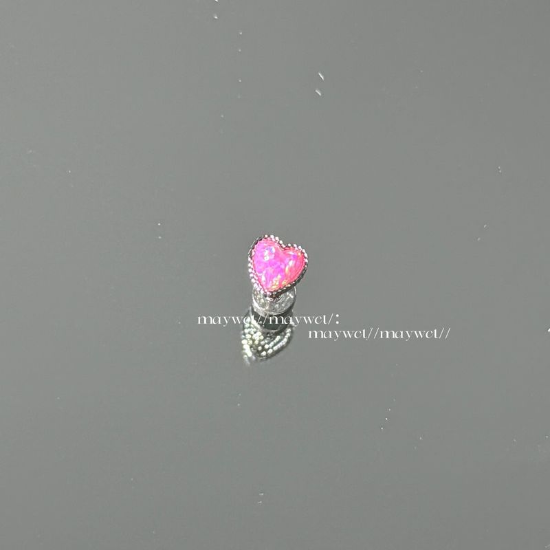 

Maywct Mini Color Opal Stone Stars Heart Easiest for Match Titanium Steel Flats Ear Studs Cochlear Ear Bone Stud Heart 3# rose powder (one)