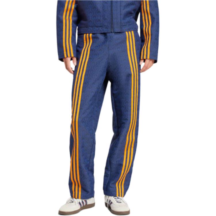 Adidas Originals All Over Print Striped Loose Fit Retro Sports Casual Pants Men Bottoms Night-Blue JN5971