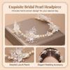 Bridal Rhinestone Leaf Headband Pearl Hairpiece Wedding Accessory