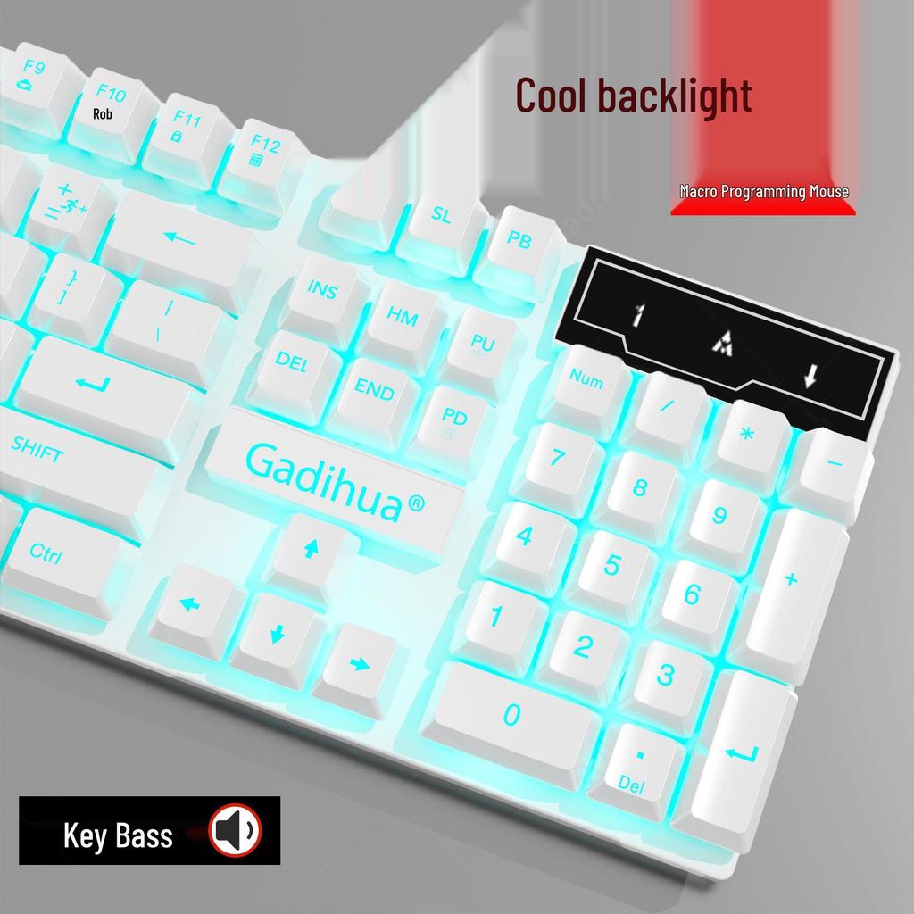 Stummes kabelgebundenes Tastatur- und Mausset mit mechanischem Gefühl für PC/Laptop-Gaming - 3-teiliges Esports-Peripheriegerät.