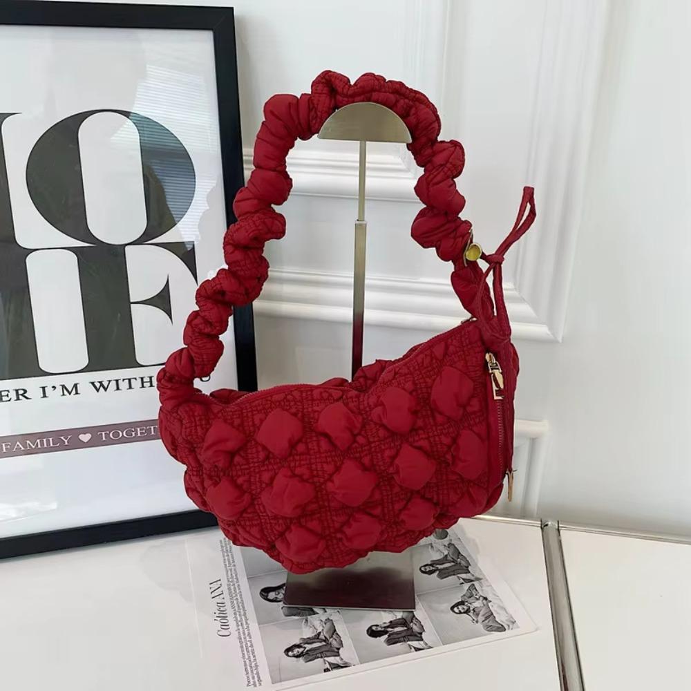 

Korean Style Rhombus Plaid Handbag Dumplings Bag Bubble Cloud Bag Office Worker