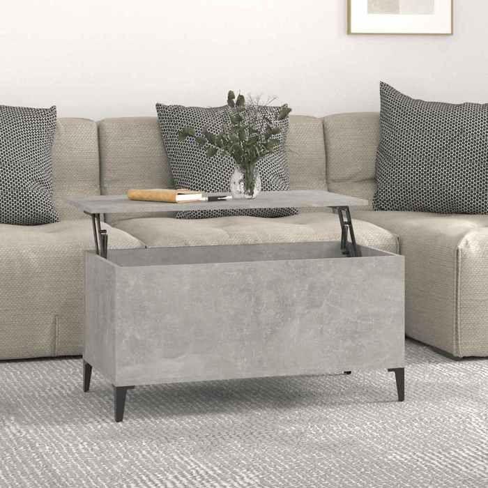 819592 vidaXL Table basse Gris béton 90x44,5x45 cm Bois d'ingénierie