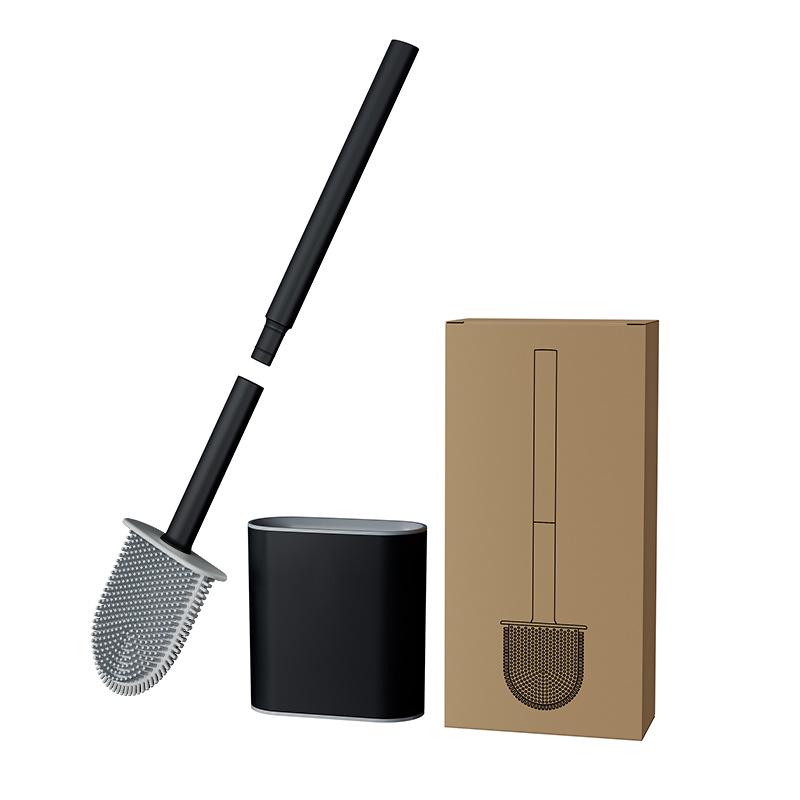 

Xiang Jia Wall-Mount Long-Handled Soft Rubber Toilet Brush Set with Base