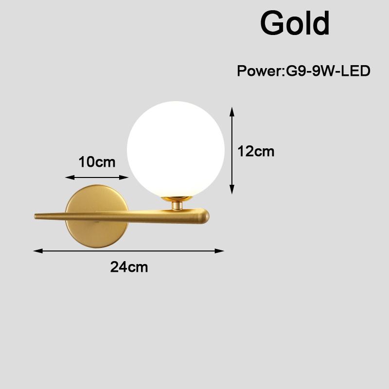 Minimalist Indoor LED Wall Lamps with Glass Bulb for Bedroom Bedside Nordic 9W  LED Wall Lights Wall Sconce for Living Room Home
