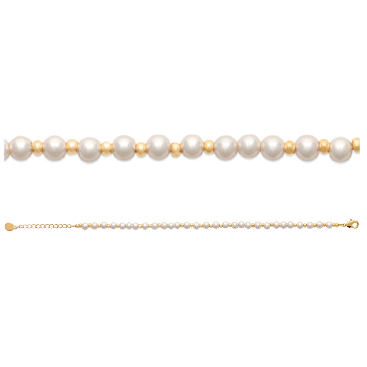 

Les Trésors De Lily [R5788] - Bracelet Plaqué Or Sissi blanc doré - 4 mm