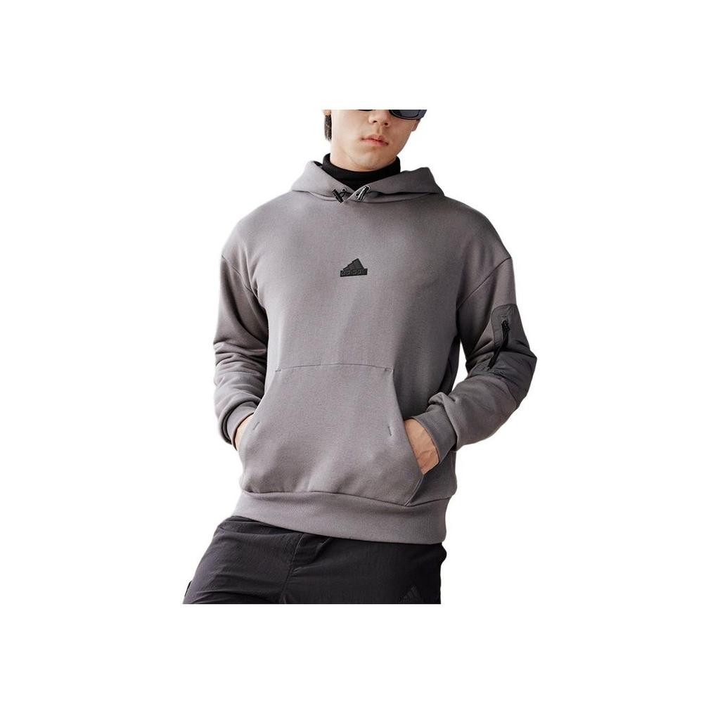 Adidas Casual Drawstring Hooded Light Sports Sweatshirt Men Sweatshirts Gray IY1518