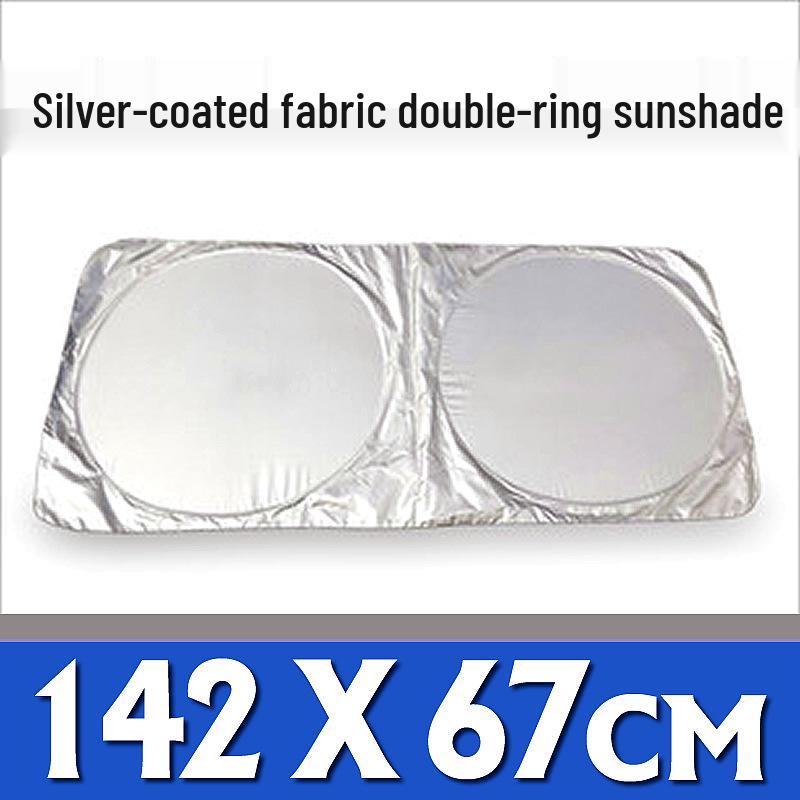 

Silver-Coated Double-Ring Car Sunshade for Front Windshield, 142X67cm - Summer Protection