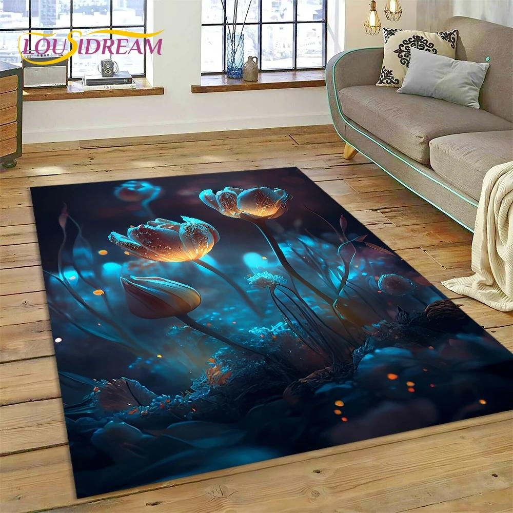 3D Dream Sun Flowers Nordic Daisy Carpet Rug for Bedroom Living Room Home Sofa Decoration,Children Game Large Decor Floor Mat