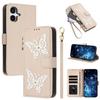 Glitzer Schmetterling Reißverschluss Veganes Leder Handyhülle Für Galaxy A07 4G / A06 5G / A06 4G, Kartenhalter Handgelenkschlaufe Stoßfeste Hülle