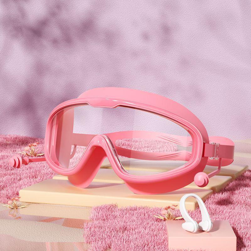 Children/Adults Fashionable Large Frame Waterproof High-Definition Swimm Goggles With Earplugs