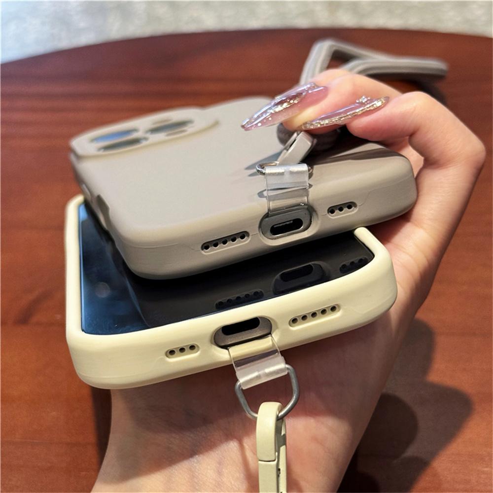 For iPhone 13 Pro Case Precise Cutouts Liquid Silicone+PC Phone Cover with Wrist Strap