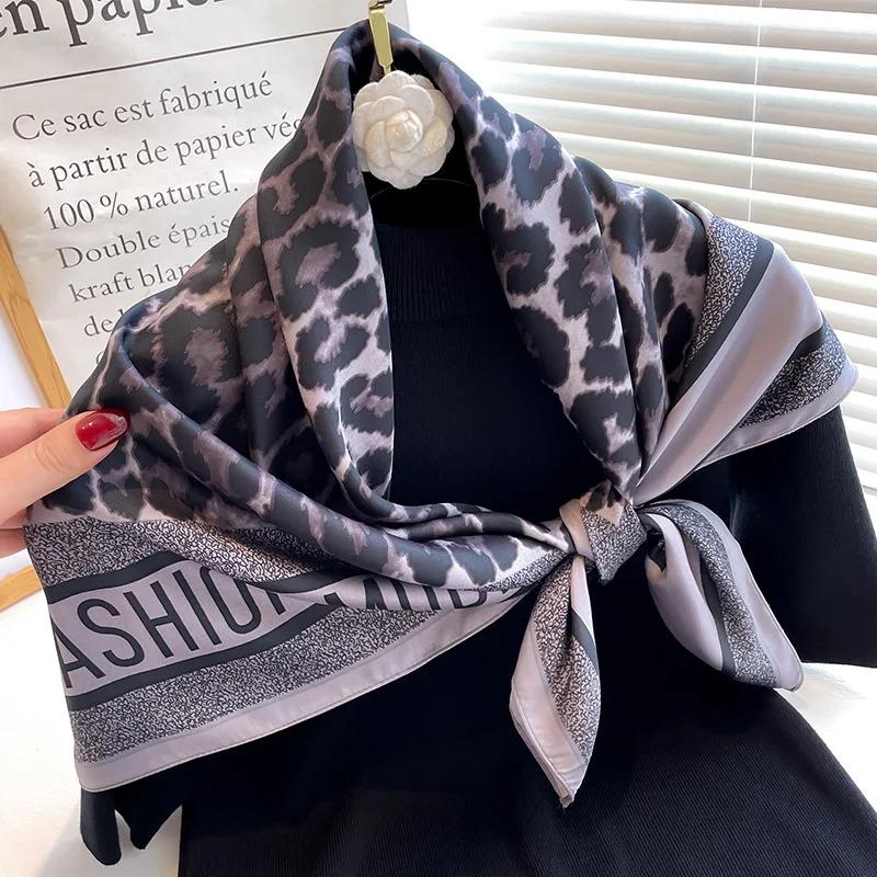 90*90cm Silk Scarf Scarftop Headwraps For Woman Fashion Four Seasons Hair Accessories Hijab Foulard Bandana Femme Headscarf90*90