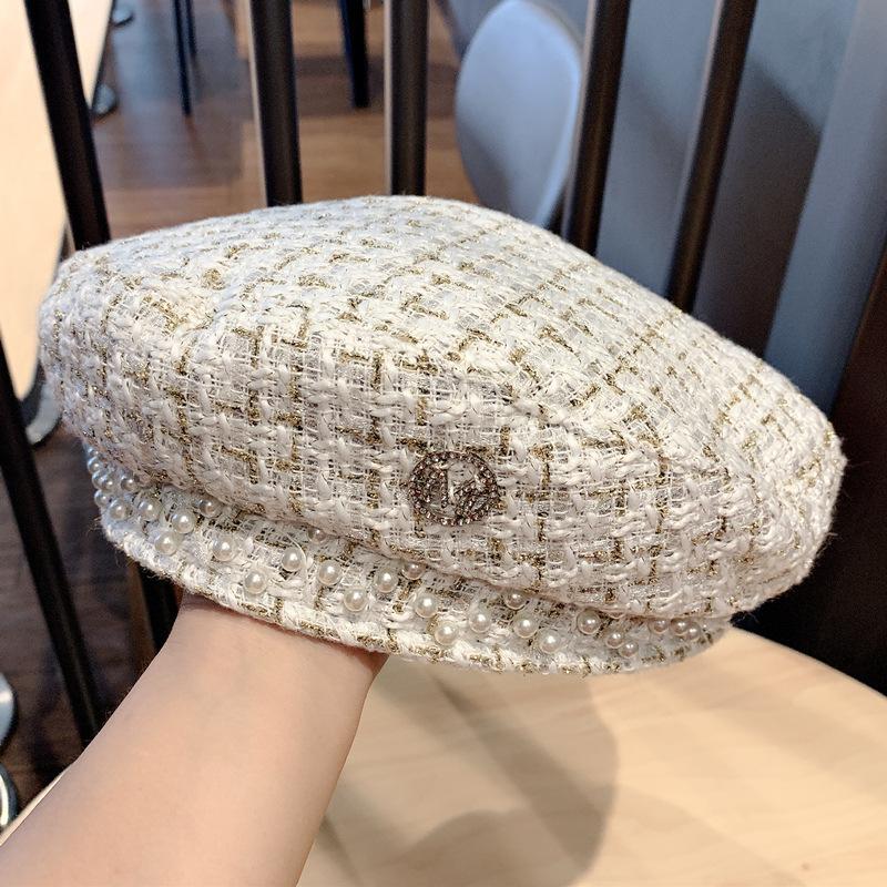 Μπερές Γυναικείος Ευέλικτος Φθινοπωρινός-χειμερινός Καρό Βίντατζ Καλλιτέχνη Καπέλο Νέου