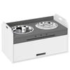 Elevated Dog Bowl Feeding Bowl with Storage Cabinet, 2 Bowls with Anti-Slip Rings, 60 x 30 x 35.5 cm, White
