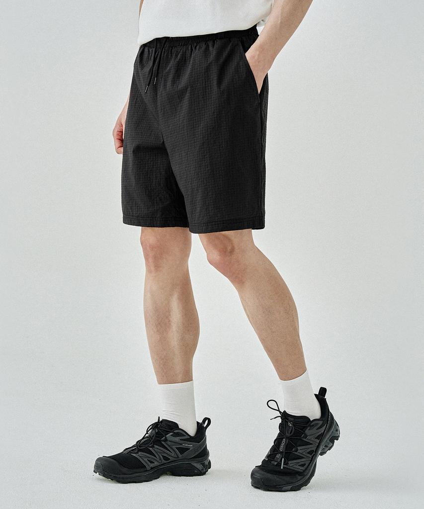 COSTUME O’CLOCK Lightcell Ripstop Elastic Waist Wide Nylon Pants Shorts Black Coospt239Black