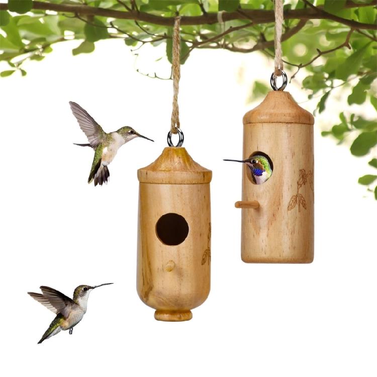 Pet Birds Nest Natural Wood Hanging Birdhouse Cage Parrots Budgies Parakeets