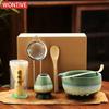 6PCS Matcha Tea Set Ceramic Matcha Bowl Bamboo Whisk Scoop Teaspoon Sifter Vintage Song Dynasty Tea Ceremony Kit