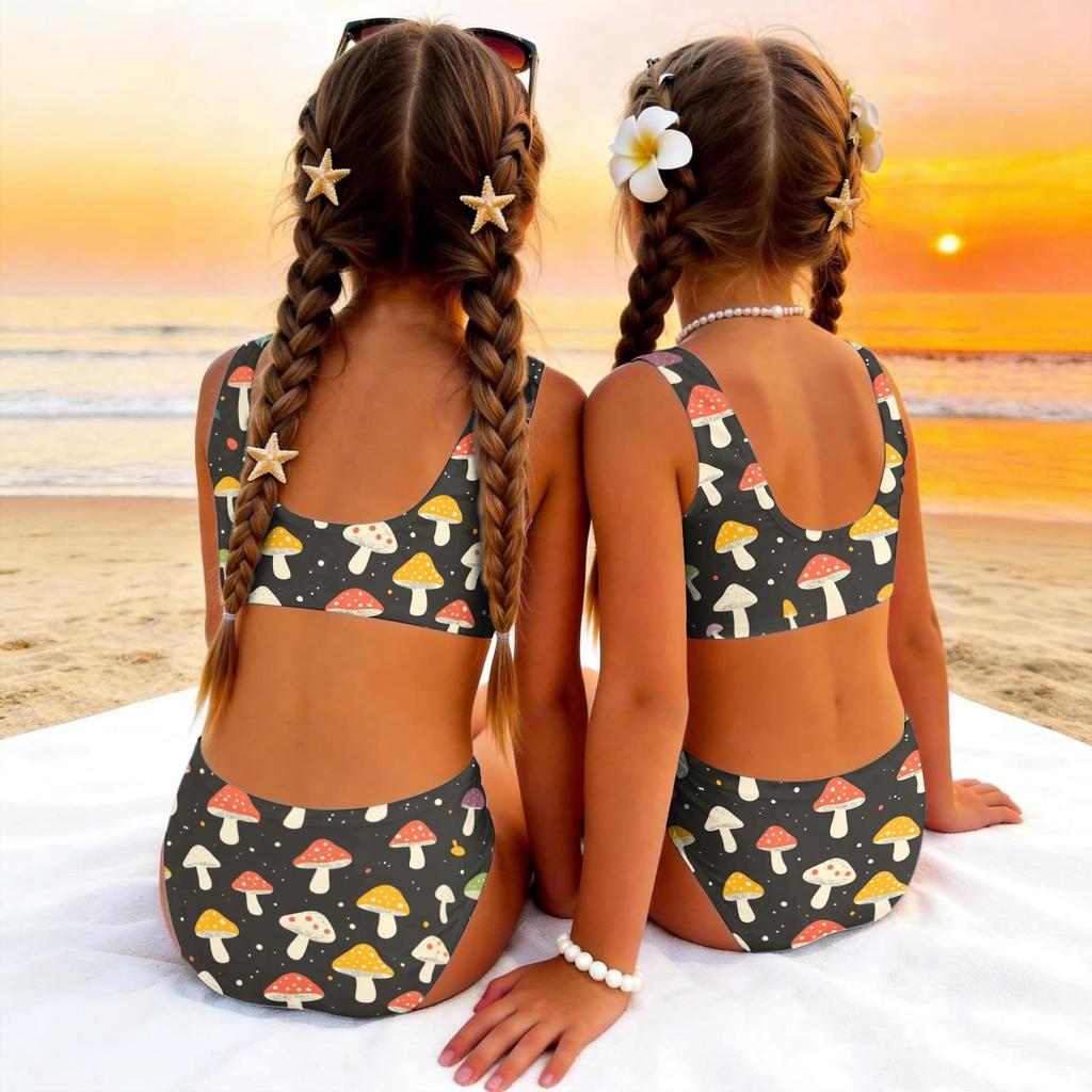 Girls Two Piece Swimsuit Set Tankini Top and Bottoms Kids Swimwear Beachwear Summer Bathing Suit for Children
