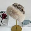 Winter Leopard Plush Ear Protection Cap Windproof Keep Warm Headgear Fluffy Fur Fisherman Hat  Outdoor Warm Brimless Caps