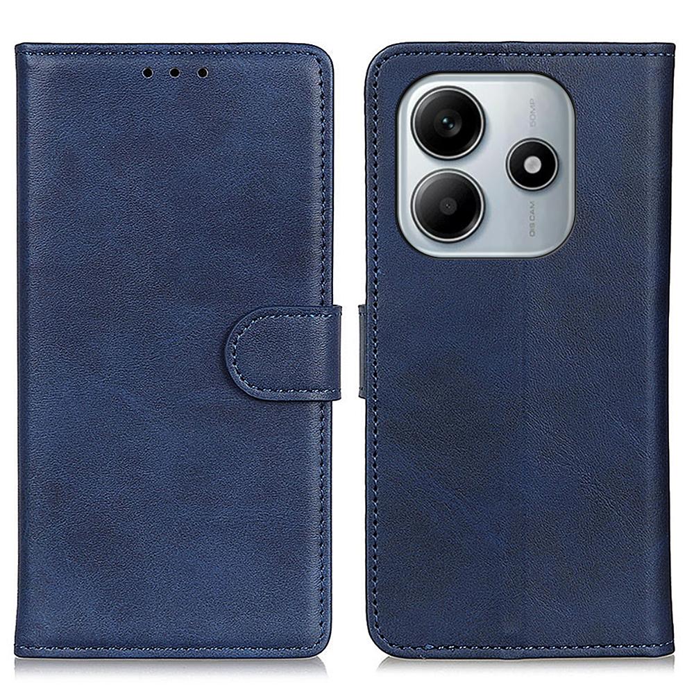 

For Xiaomi Redmi Note 14 5G Wallet Case Cowhide Texture Leather Stand Phone Cover Blue