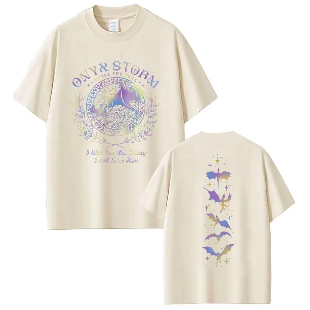 Onyx Strom Fourth Wing Aesthetic Print T Shirts Basgiath War College Dragon Rider Graphic Tshirts Mens Women pure Cotton