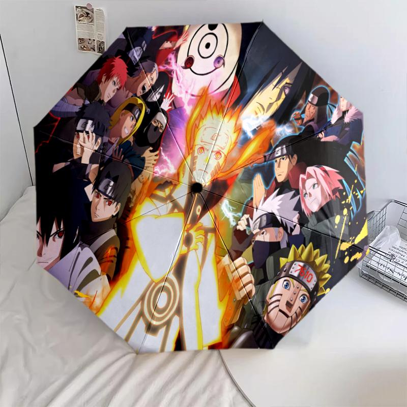 Naruto pattern, automatic folding umbrella, portable and foldable design, 8 ribs, a Christmas or birthday gift.