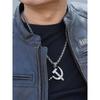 Prata de lei S925 feita à mão, pingente de foice e martelo, tendência nacional personalizada, pingente de colar para casal masculino comunista