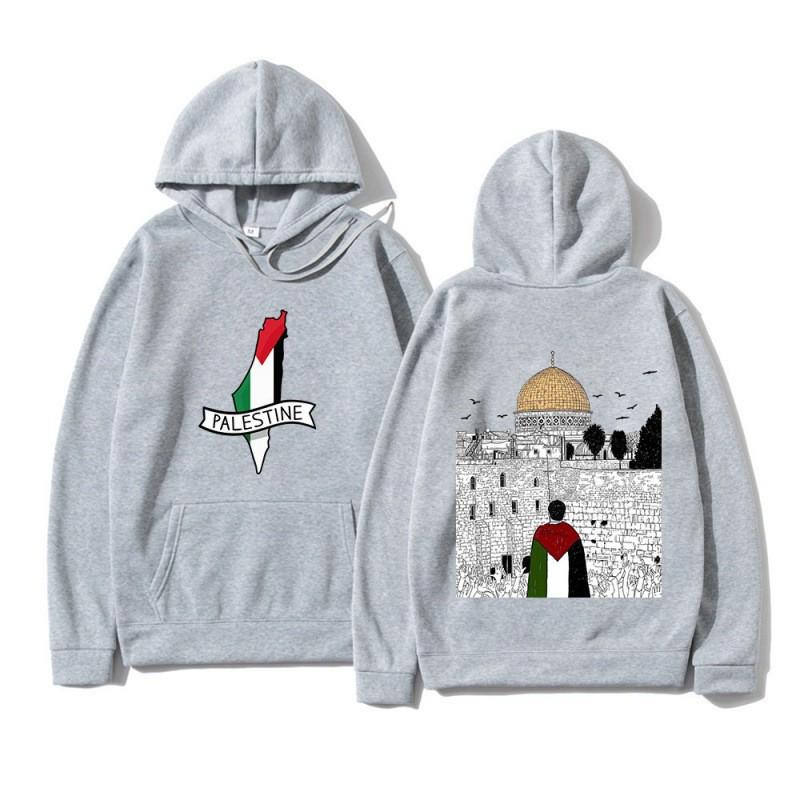 Palestine-Israel Themed Sports Hoodie - Men's Autumn/Winter Fleece Jacket