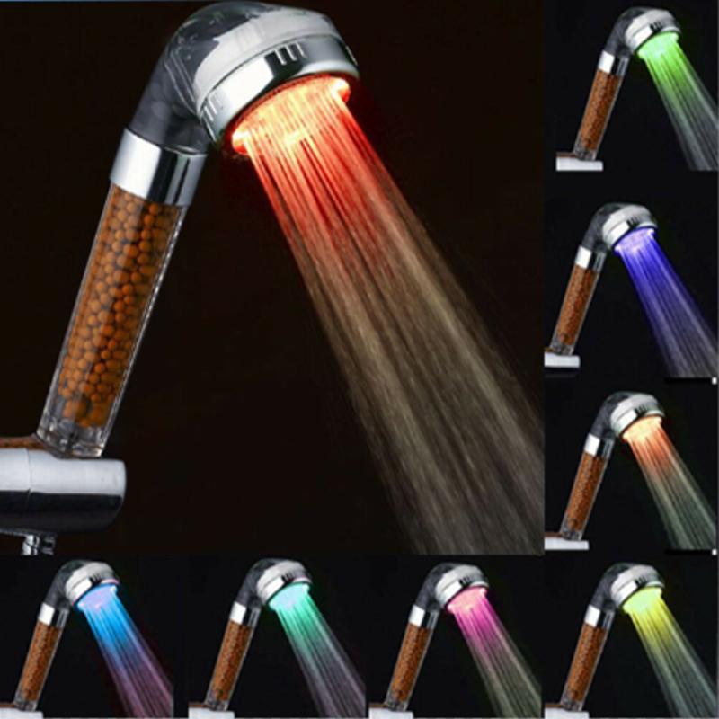 

Светодиодная душевая лейка с 3/7 изменяющимися цветами, с фильтром, контролем температуры, красочной насадкой для распыления, высоким давлением, эффектом тропического дождя, для ванной комнаты